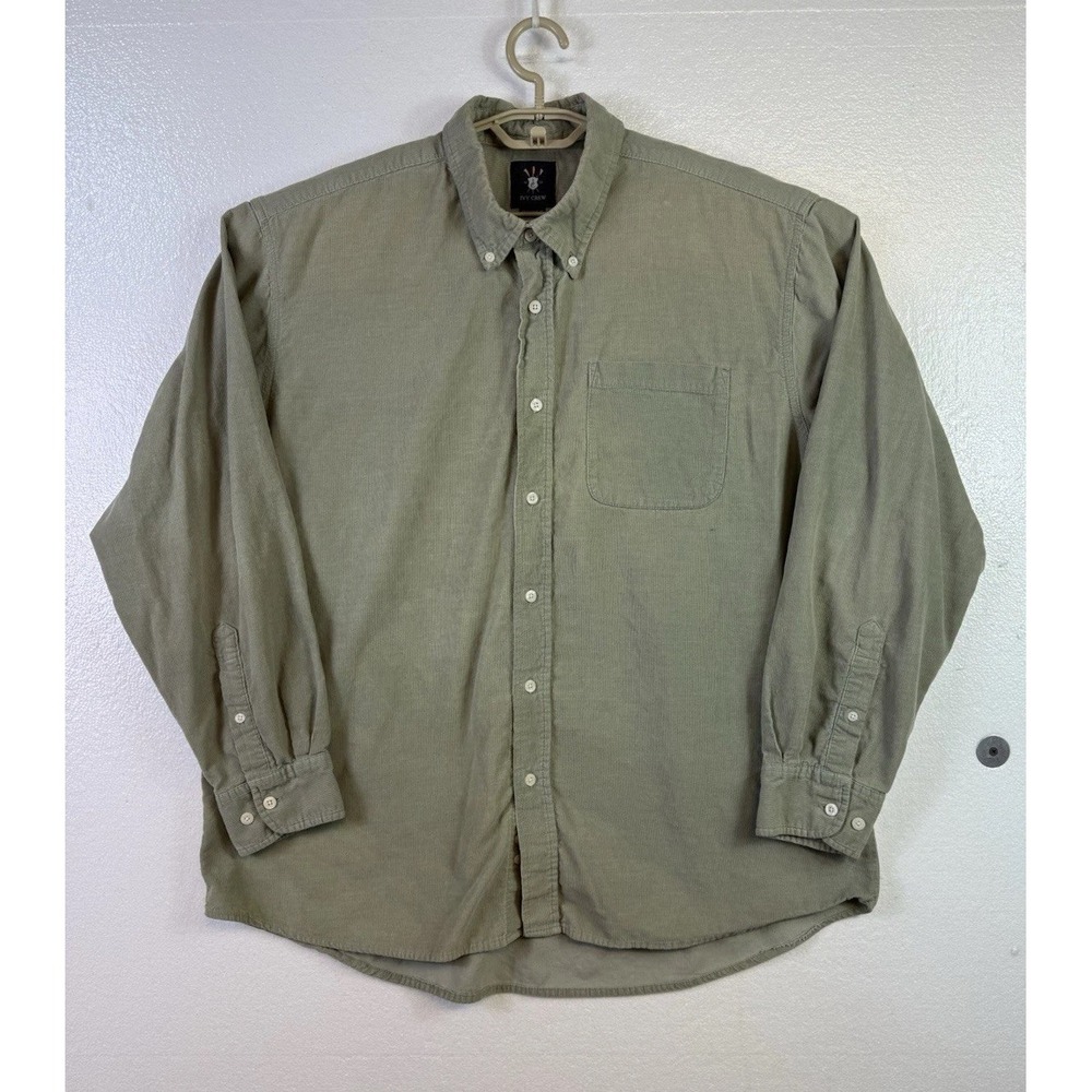 Ivy Crew Corduroy Shirt Mens XL Olive‎ Green Classic Fit Long Sleeve Button Down